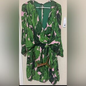 L’atiste by Army Green Leaf Print Romper